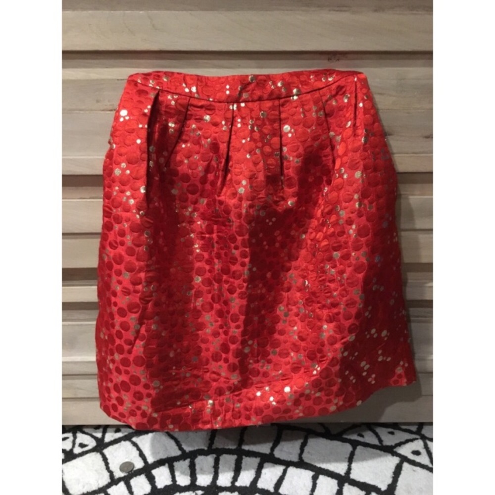 Anthropologie red & gold skirt with pockets